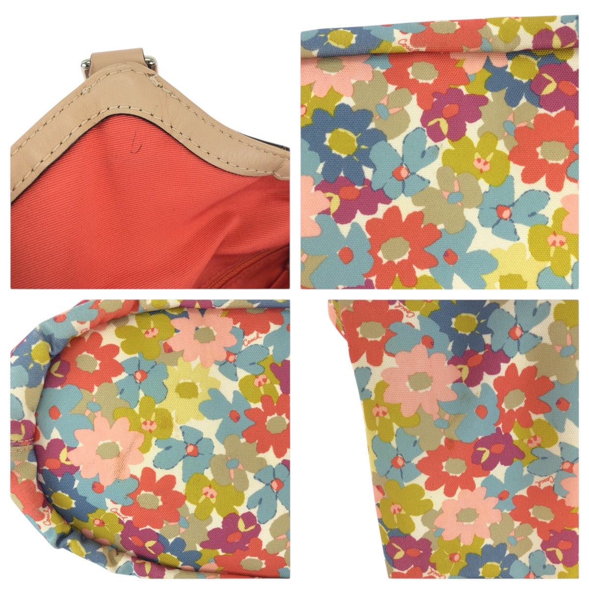 22197
COACH コーチ 花柄 ベージュ ブラウン マルチカラー ナイロン / レザー M1373-F28931 ハンドバッグ トートバッグ レディース ABP7