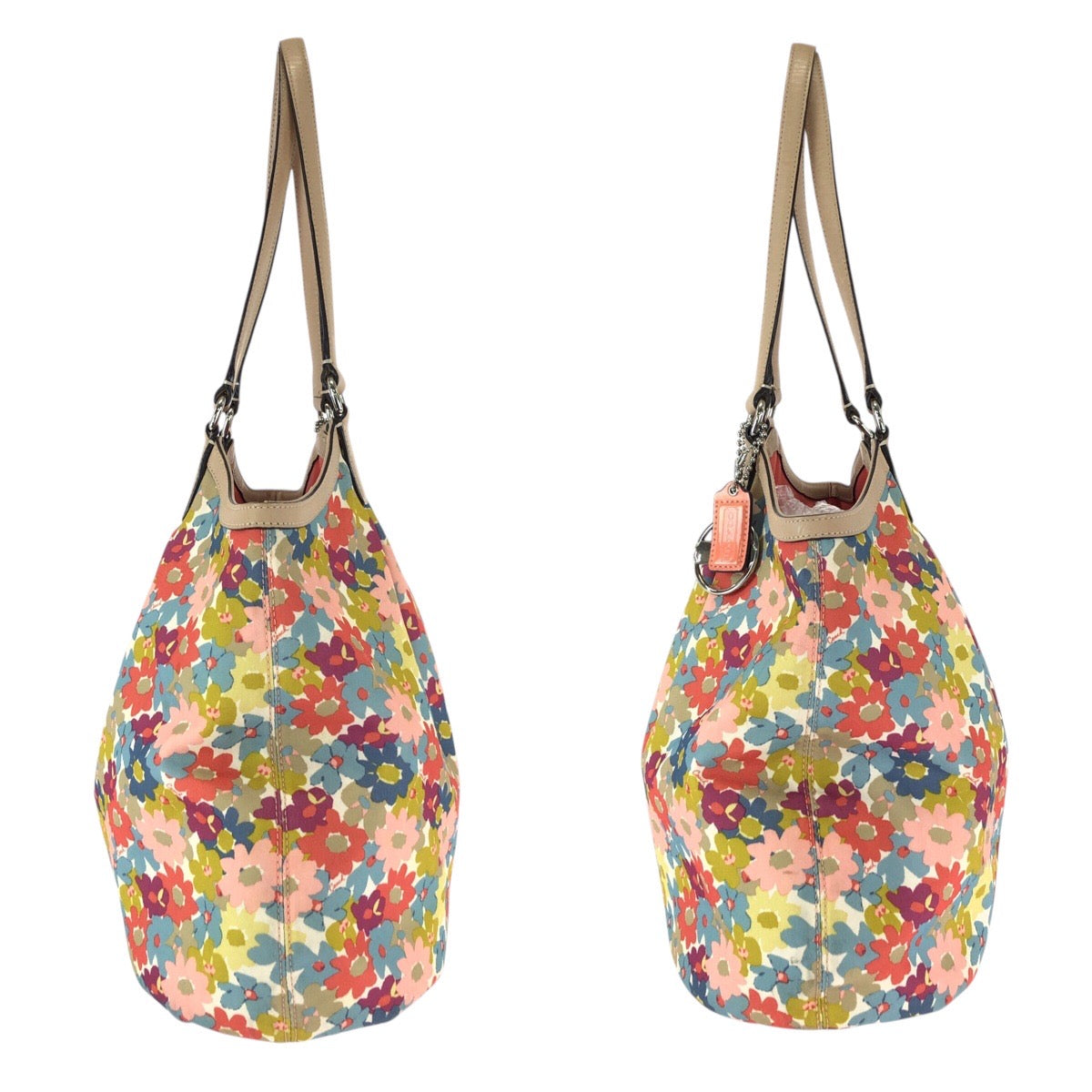 22197
COACH コーチ 花柄 ベージュ ブラウン マルチカラー ナイロン / レザー M1373-F28931 ハンドバッグ トートバッグ レディース ABP7