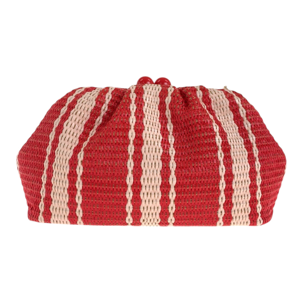 22200
Kate Spade Scrunched Beach Chair Stripe Straw Convertible Red Pink Gold Hardware Straw KB584S1008 Chain Shoulder Bag Pochette Ladies A10