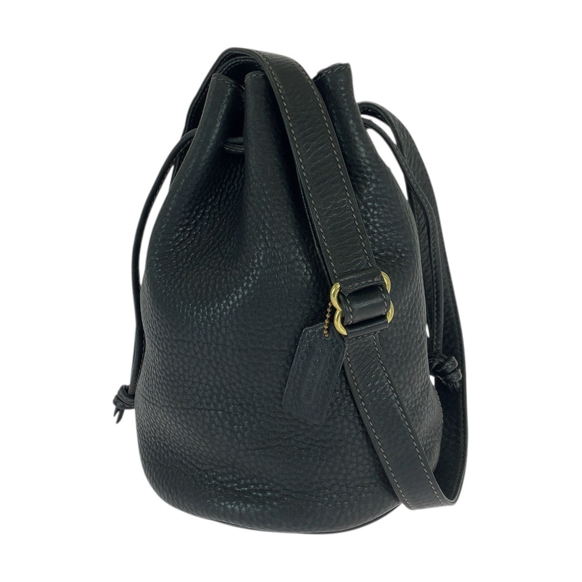 22201
COACH Vintage Old Coach Drawstring Black Gold Hardware Leather 4905 Shoulder Bag Unisex Women's ABP10