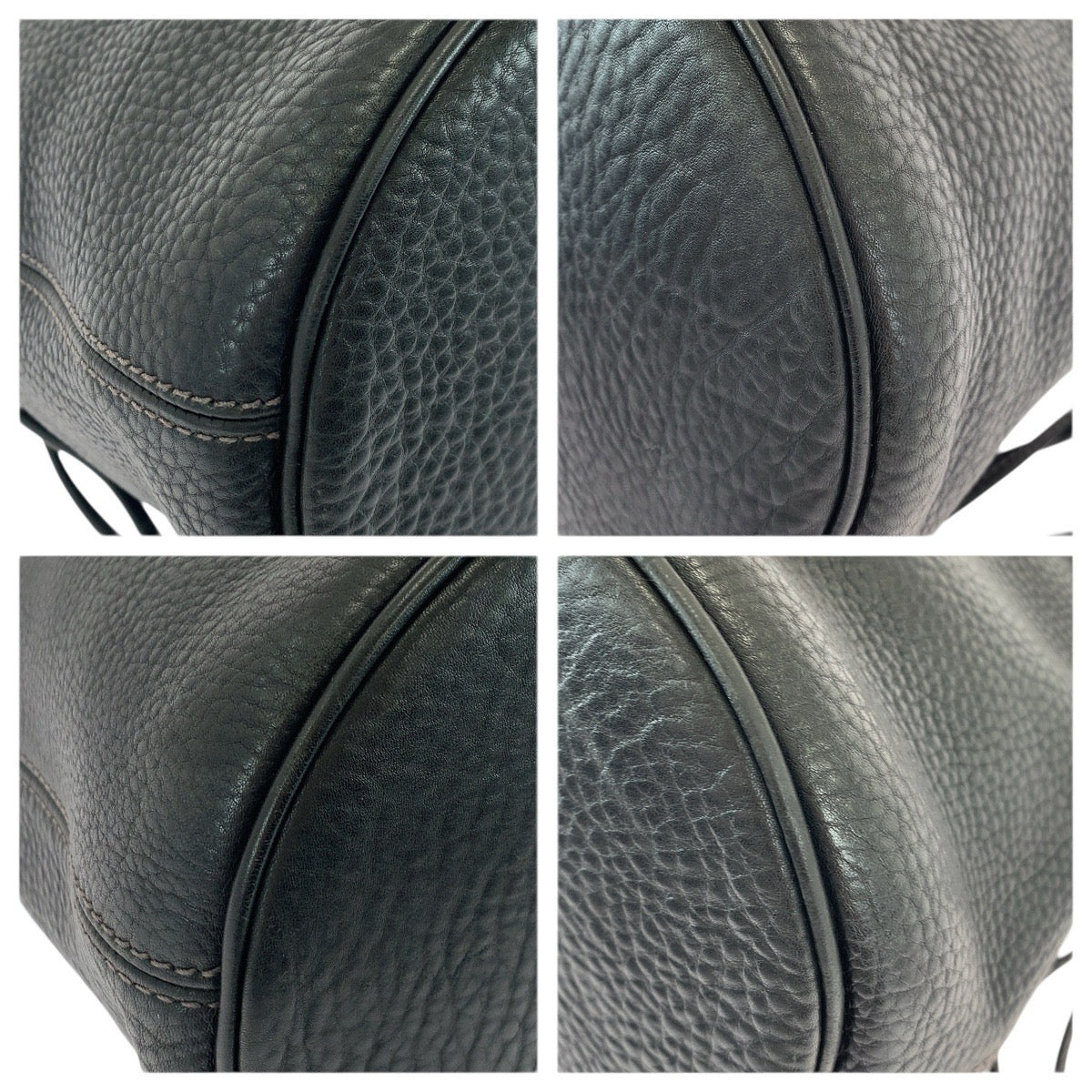 22201
COACH Vintage Old Coach Drawstring Black Gold Hardware Leather 4905 Shoulder Bag Unisex Women's ABP10