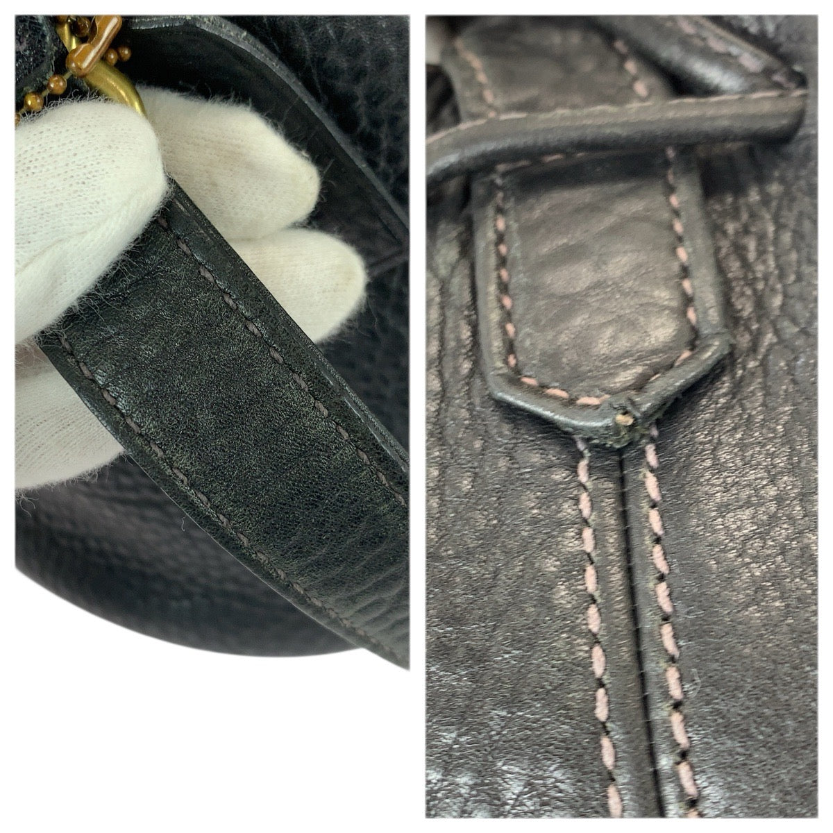 22201
COACH Vintage Old Coach Drawstring Black Gold Hardware Leather 4905 Shoulder Bag Unisex Women's ABP10