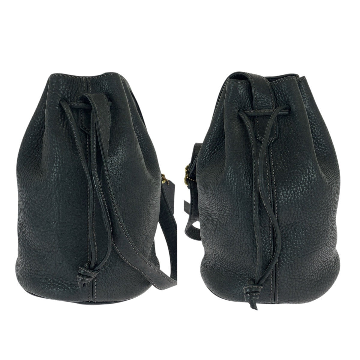22201
COACH Vintage Old Coach Drawstring Black Gold Hardware Leather 4905 Shoulder Bag Unisex Women's ABP10