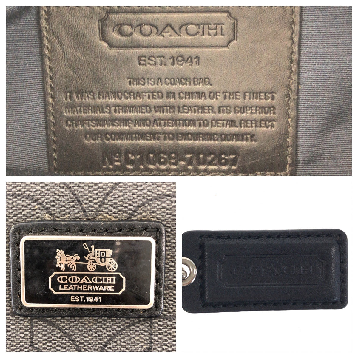 22203
COACH コーチ オプアート グレー ブラック シルバー金具 PVC / レザー 70267 ショルダーバッグ ポシェット メンズ ABP8