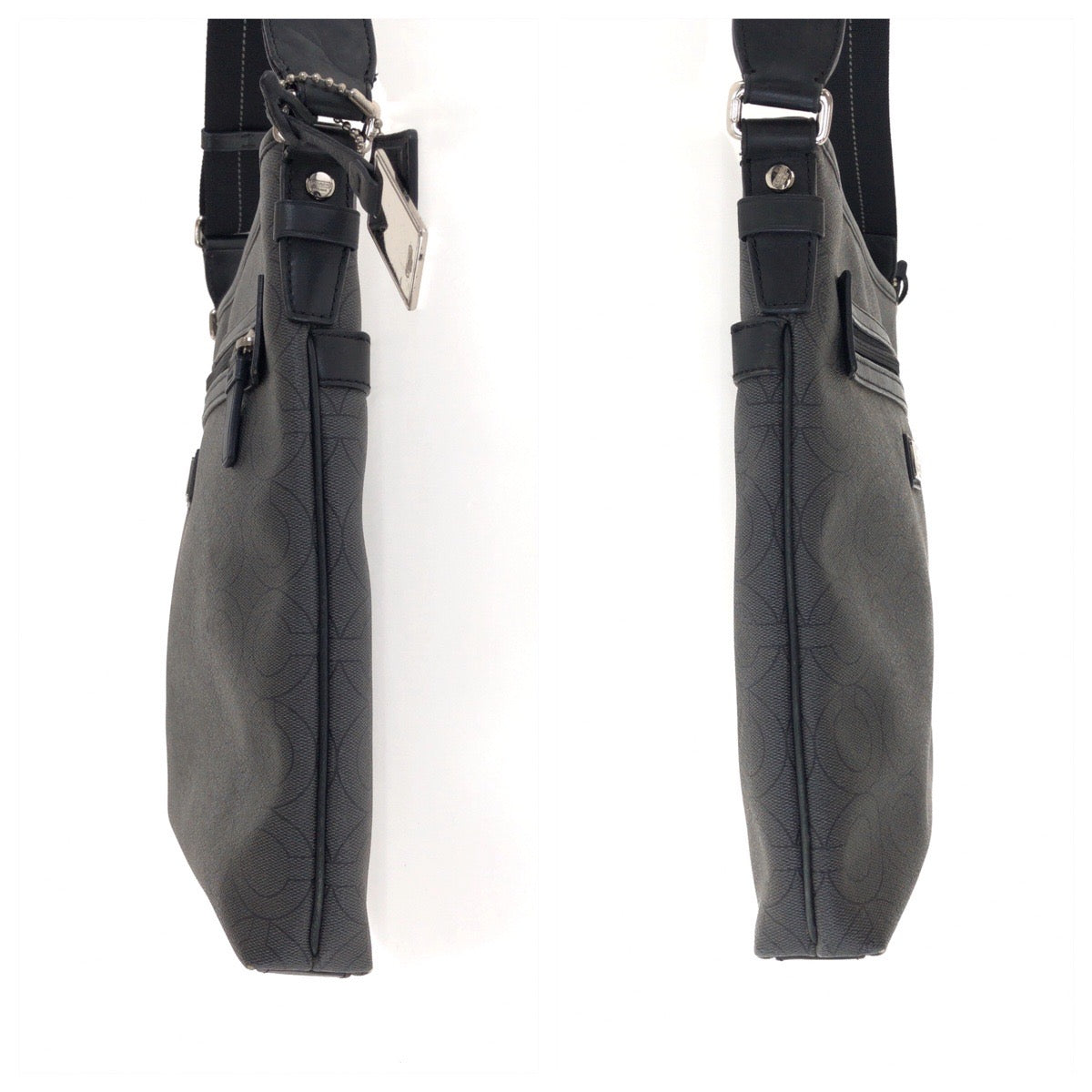 22203
COACH コーチ オプアート グレー ブラック シルバー金具 PVC / レザー 70267 ショルダーバッグ ポシェット メンズ ABP8