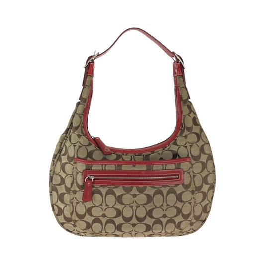 22204
COACH コーチ シグネチャー ブラウン ベージュ レッド キャンバス / レザー K1K-6070 ショルダーバッグ レディース AB7