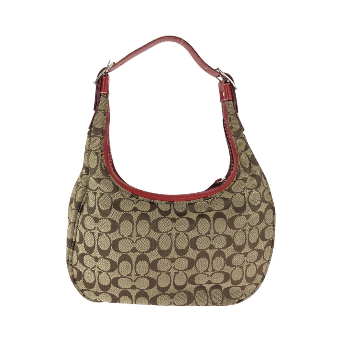 22204
COACH コーチ シグネチャー ブラウン ベージュ レッド キャンバス / レザー K1K-6070 ショルダーバッグ レディース AB7