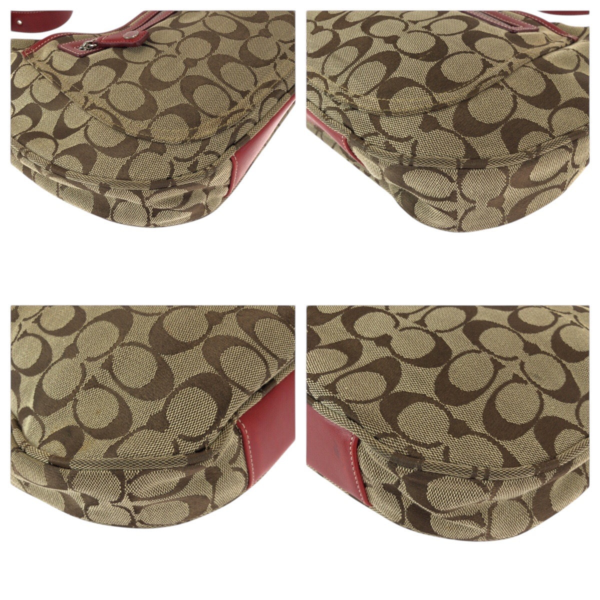 22204
COACH コーチ シグネチャー ブラウン ベージュ レッド キャンバス / レザー K1K-6070 ショルダーバッグ レディース AB7