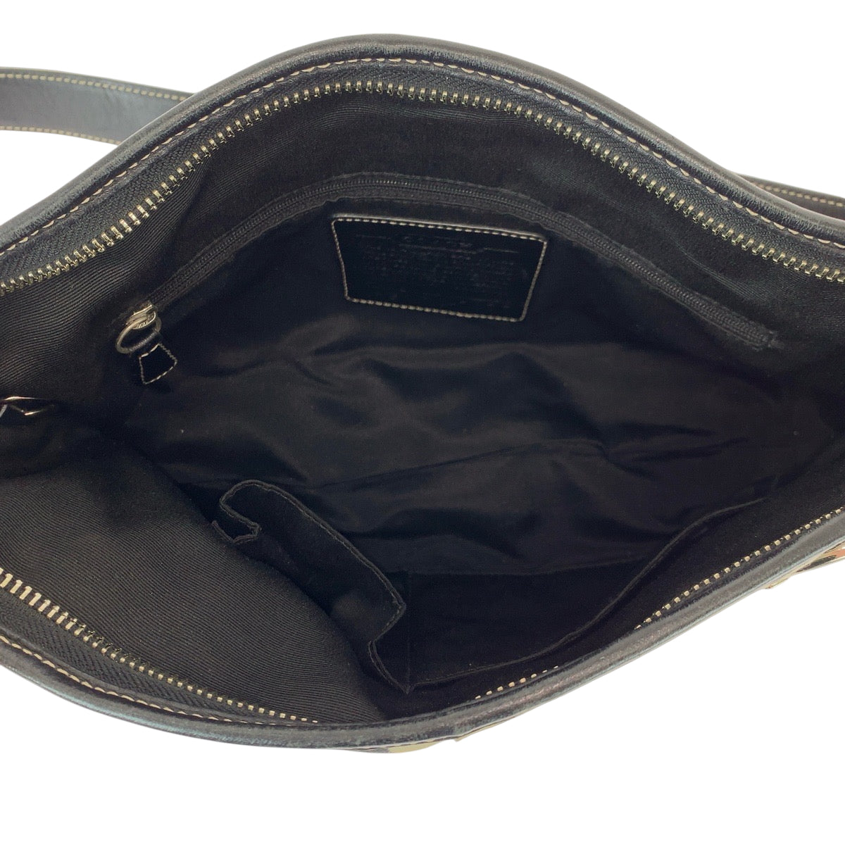 22205
COACH コーチ シグネチャー ブラック 黒 グレー キャンバス / レザー E06K-7077 ショルダーバッグ メッセンジャーバッグ レディース ABP8