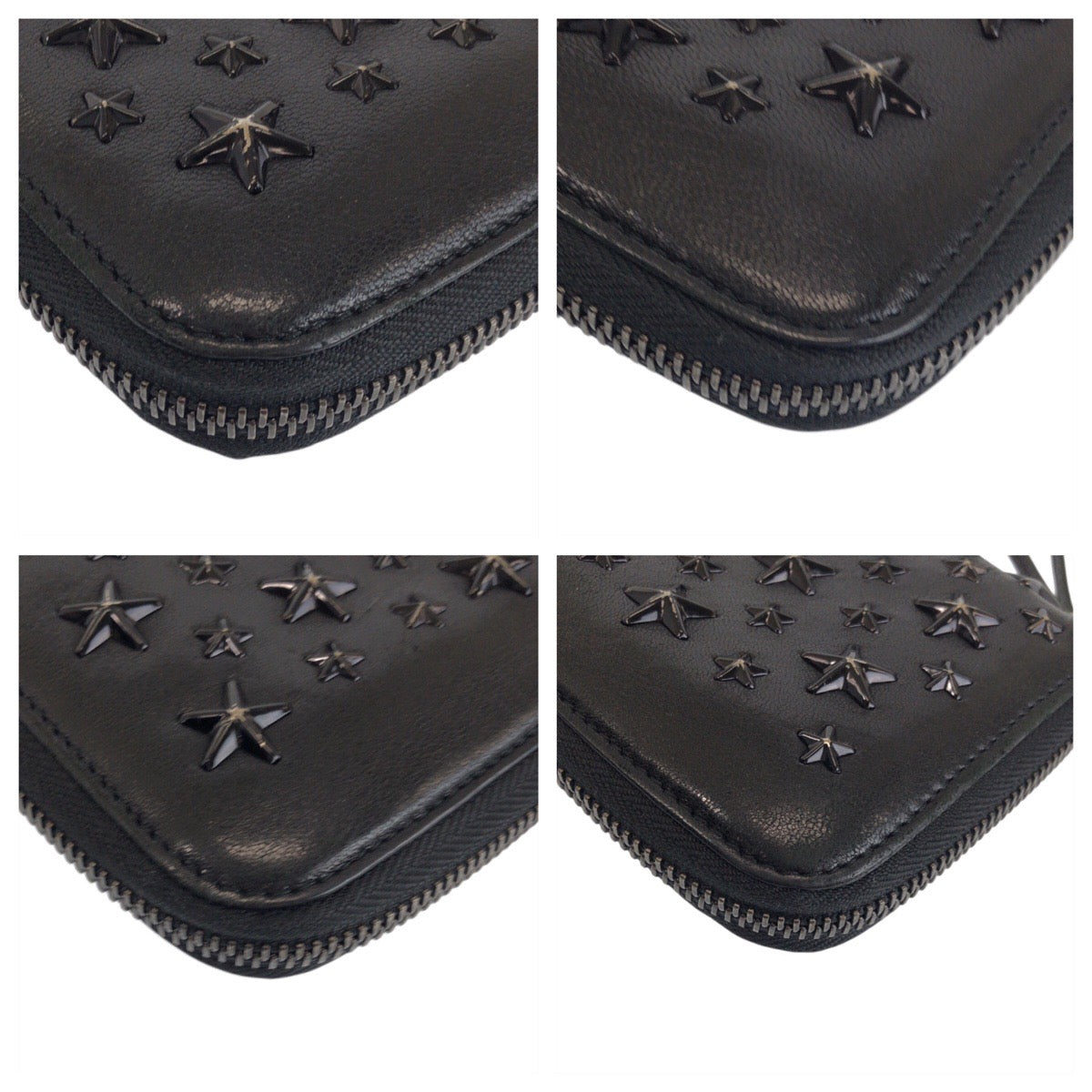 22207
JIMMY CHOO ジミーチュウ スタースタッズ ブラック 黒 シルバー金具 レザー 4BVZ0M 長財布 ロングウォレット レディース AB7