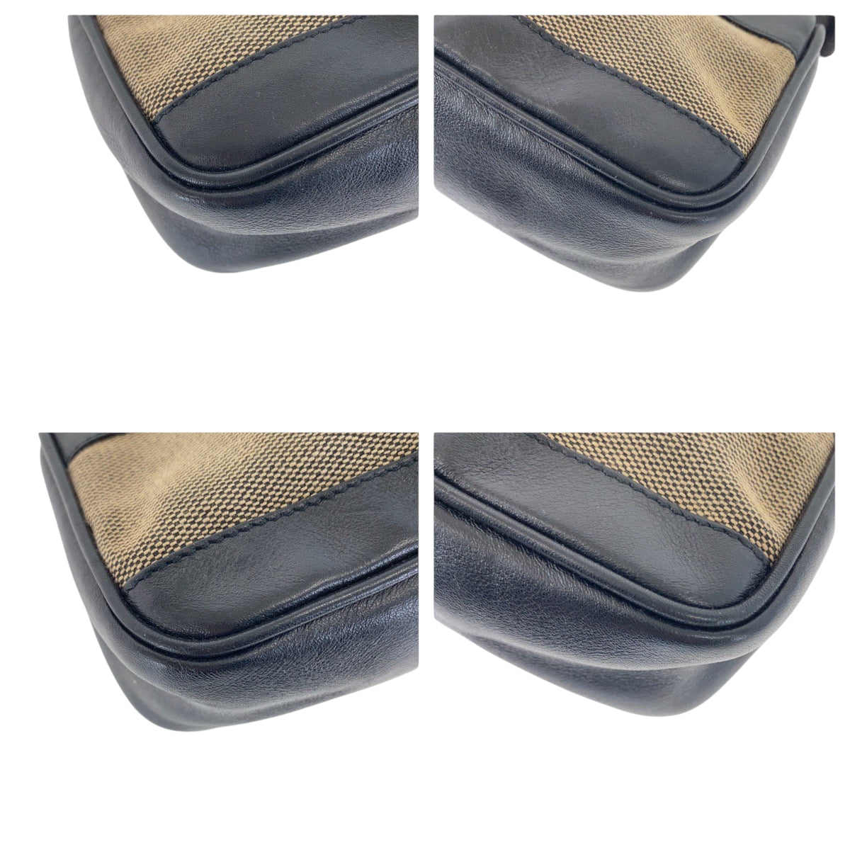 22210
GUCCI グッチ ブラック ベージュ シルバー金具 キャンバス / レザー 92820 ハンドバッグ アクセサリーポーチ レディース A35