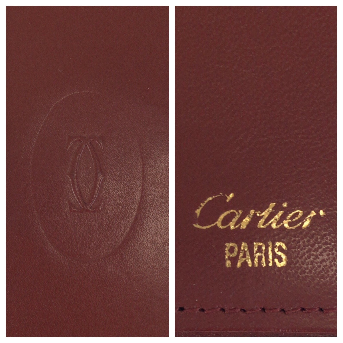 22214
CARTIER Must Line Wine Red Bordeaux Gold Hardware Leather Long Wallet Long Wallet Women's B3