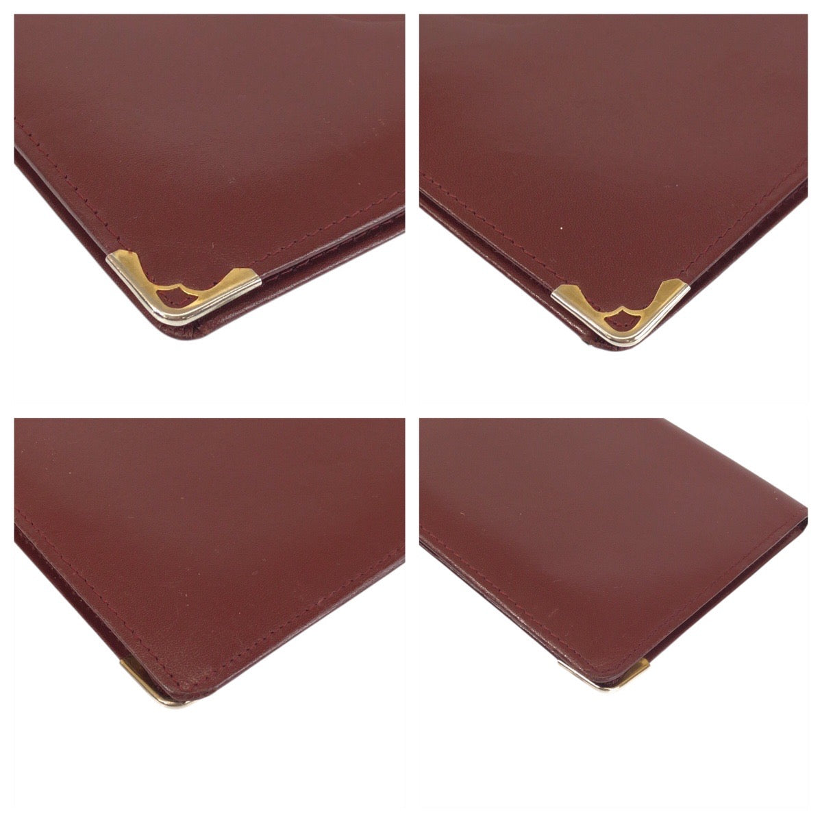 22214
CARTIER Must Line Wine Red Bordeaux Gold Hardware Leather Long Wallet Long Wallet Women's B3