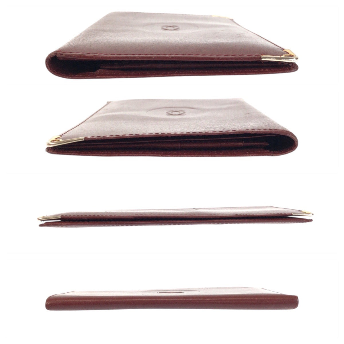 22214
CARTIER Must Line Wine Red Bordeaux Gold Hardware Leather Long Wallet Long Wallet Women's B3