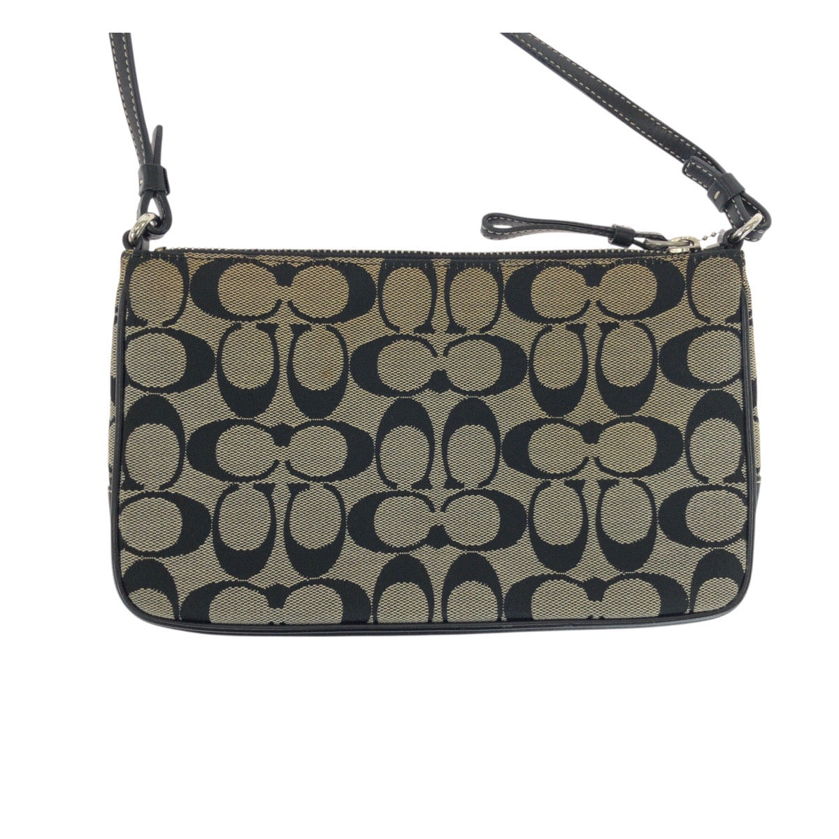 22215
COACH コーチ シグネチャー ブラック グレー シルバー金具 キャンバス / レザー A06W-6338 ショルダーバッグ ポシェット レディース AB5