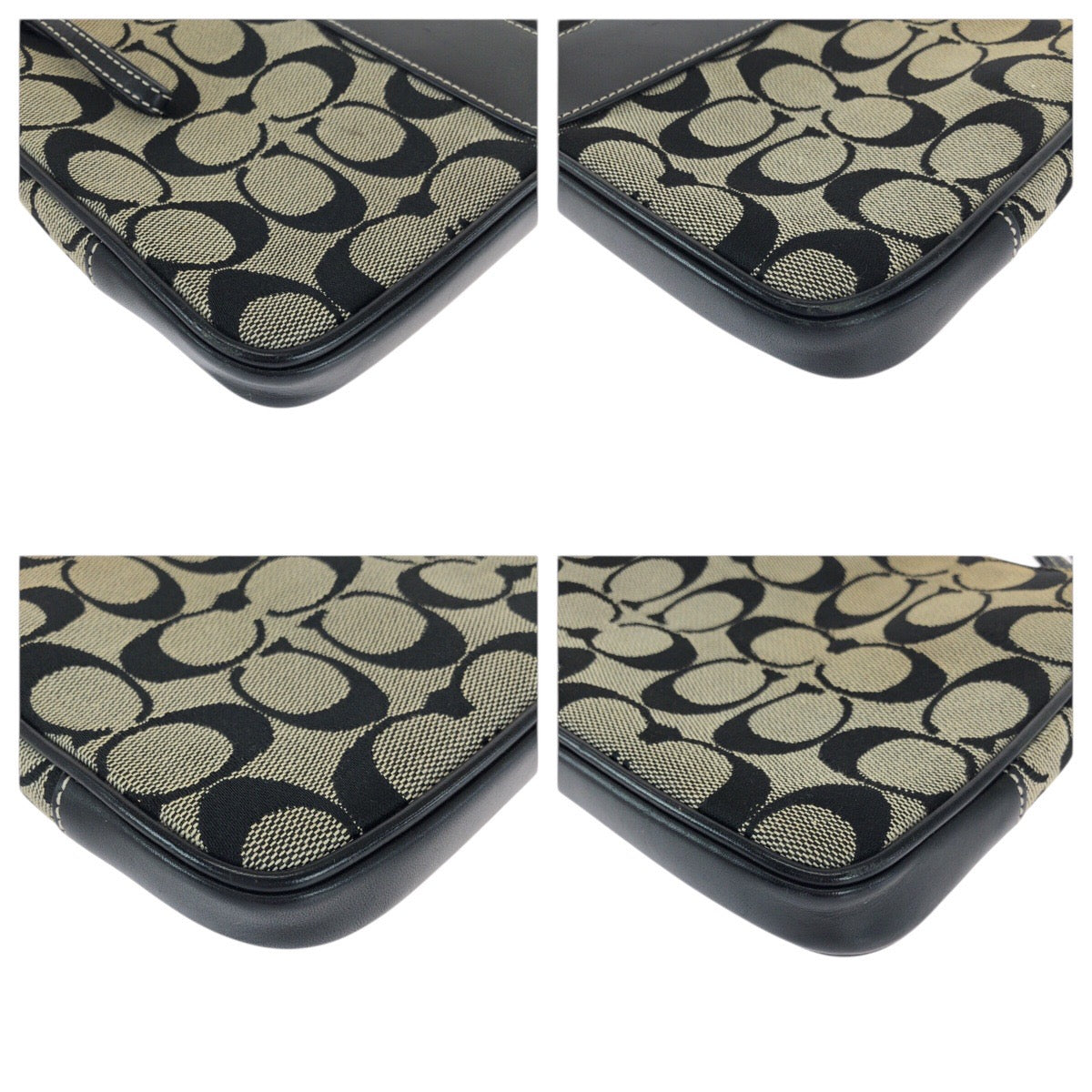 22215
COACH コーチ シグネチャー ブラック グレー シルバー金具 キャンバス / レザー A06W-6338 ショルダーバッグ ポシェット レディース AB5