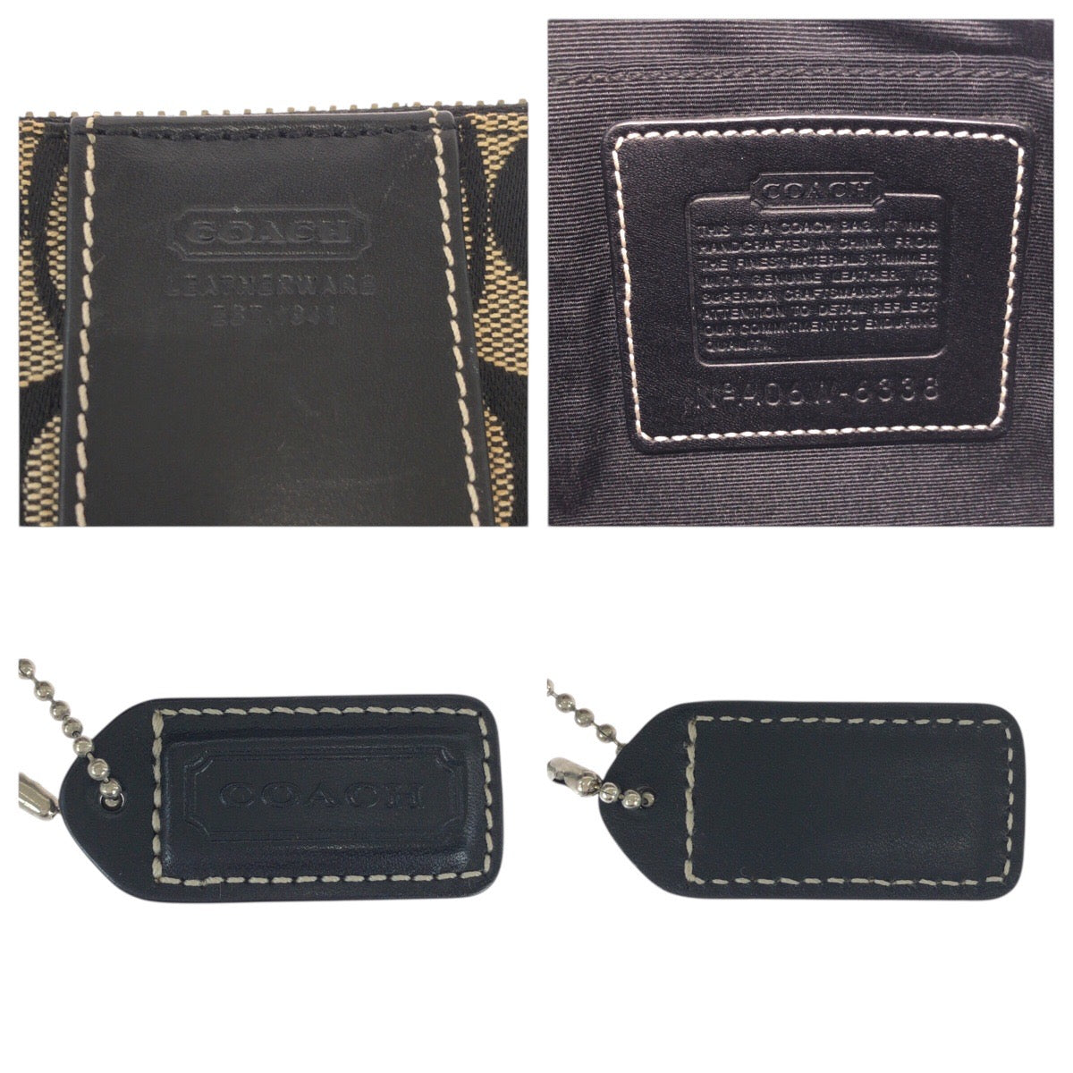 22215
COACH コーチ シグネチャー ブラック グレー シルバー金具 キャンバス / レザー A06W-6338 ショルダーバッグ ポシェット レディース AB5