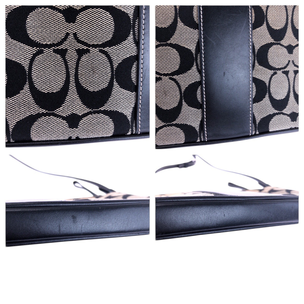 22215
COACH コーチ シグネチャー ブラック グレー シルバー金具 キャンバス / レザー A06W-6338 ショルダーバッグ ポシェット レディース AB5