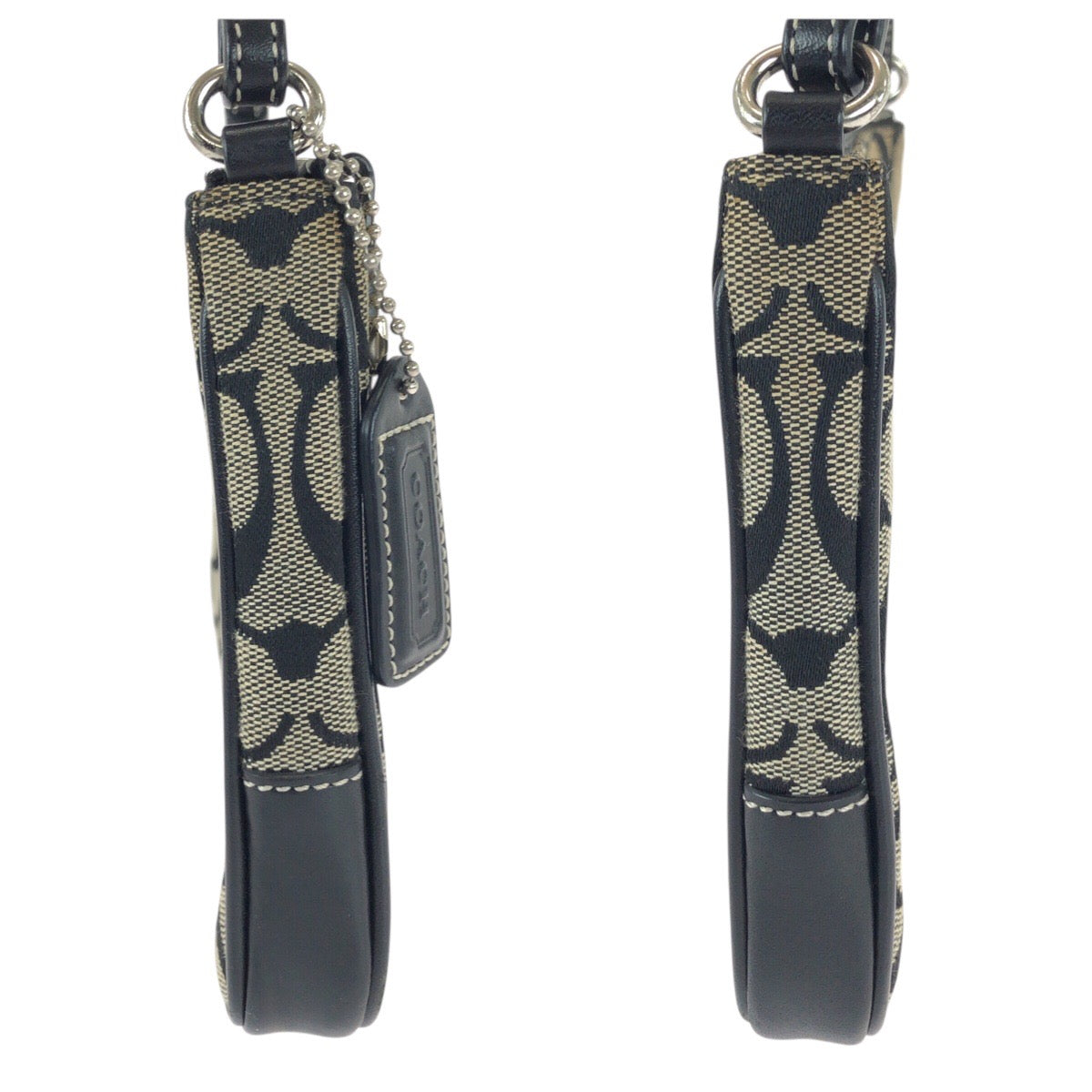 22215
COACH コーチ シグネチャー ブラック グレー シルバー金具 キャンバス / レザー A06W-6338 ショルダーバッグ ポシェット レディース AB5