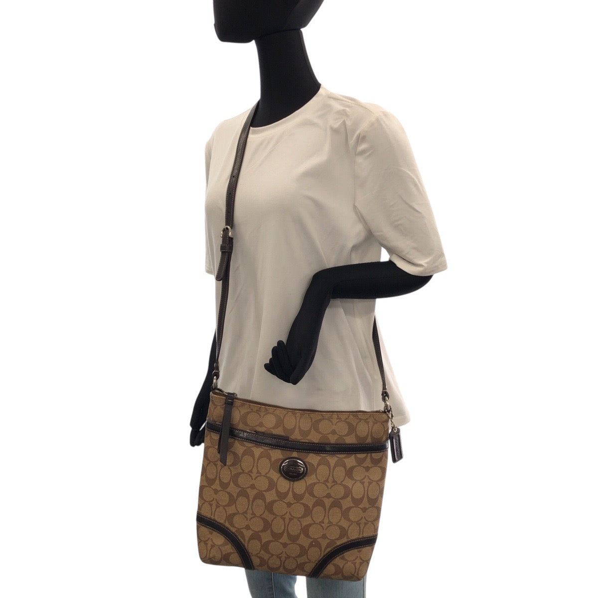 22219
COACH Signature Brown Beige Silver Hardware PVC M1194-F18926 Shoulder Bag Messenger Bag Ladies ABP8
