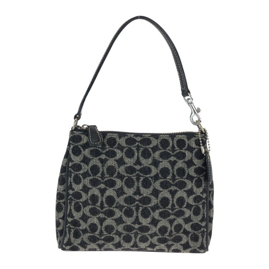 22221
COACH コーチ ミニシグネチャー ブラック 黒 グレー シルバー金具 ウール / レザー FO J 8132 ハンドバッグ アクセサリーポーチ レディース A10