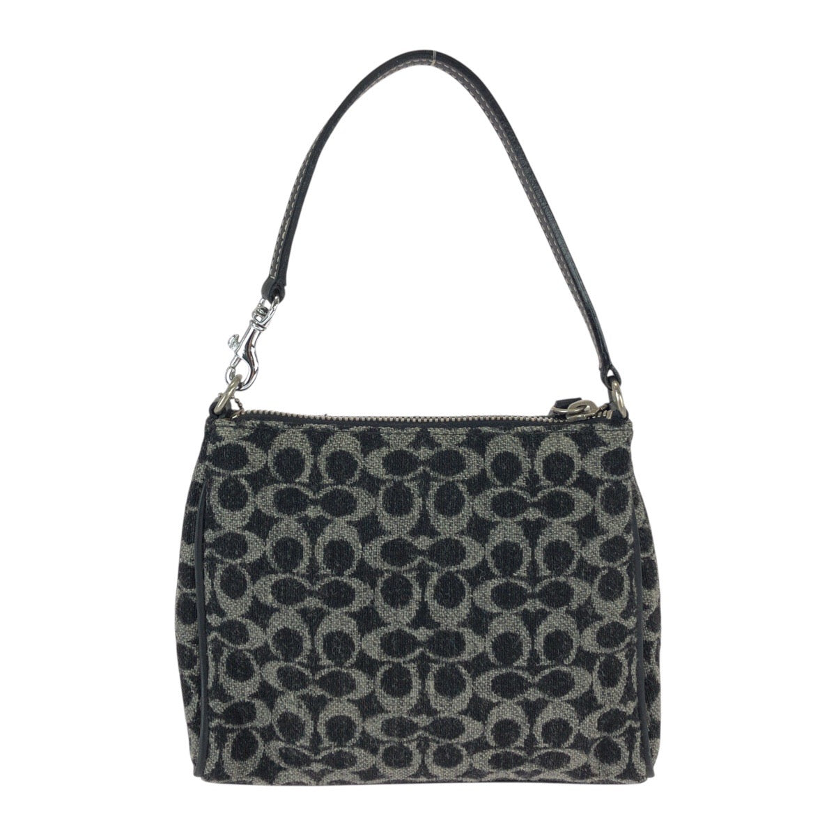 22221
COACH コーチ ミニシグネチャー ブラック 黒 グレー シルバー金具 ウール / レザー FO J 8132 ハンドバッグ アクセサリーポーチ レディース A10