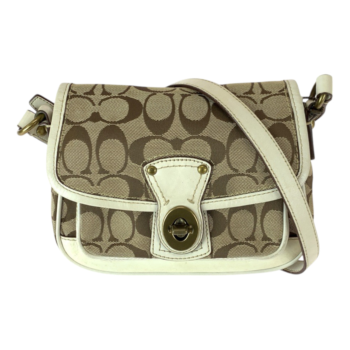 22222
COACH コーチ シグネチャー ベージュ ホワイト ゴールド金具 キャンバス / レザー 10566 ショルダーバッグ メッセンジャーバッグ レディース ABP7