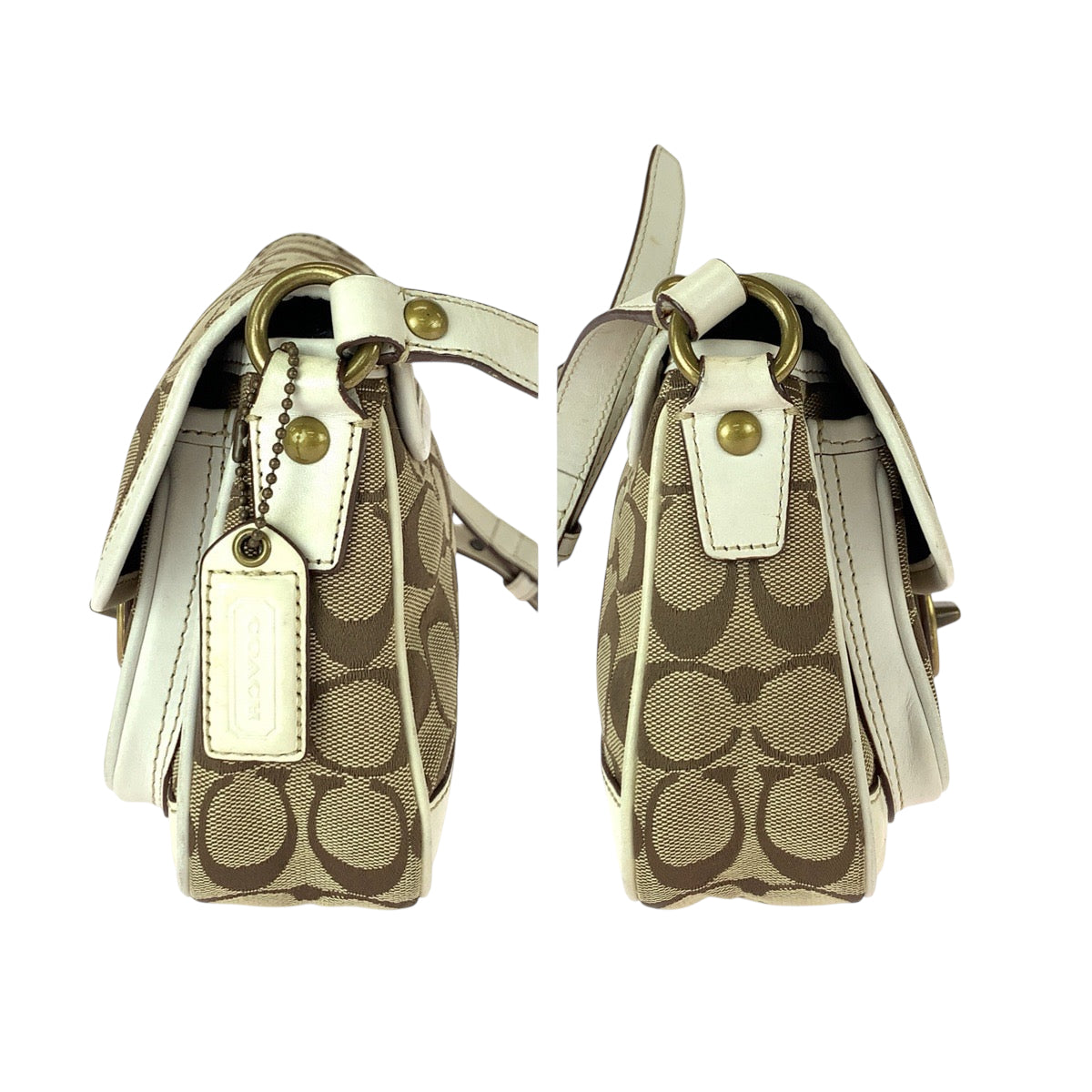 22222
COACH コーチ シグネチャー ベージュ ホワイト ゴールド金具 キャンバス / レザー 10566 ショルダーバッグ メッセンジャーバッグ レディース ABP7