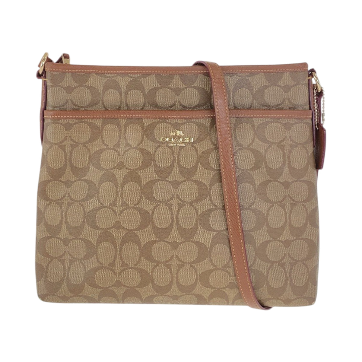 22223
COACH コーチ シグネチャー ベージュ ブラウン ゴールド金具 PVC / レザー 34938 ショルダーバッグ ポシェット レディース ABP7