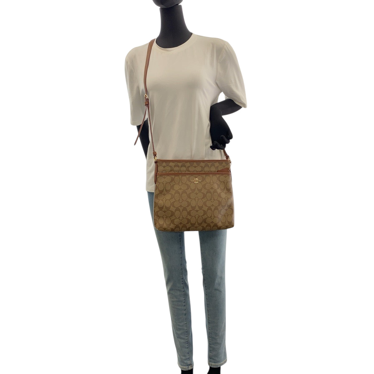22223
COACH コーチ シグネチャー ベージュ ブラウン ゴールド金具 PVC / レザー 34938 ショルダーバッグ ポシェット レディース ABP7