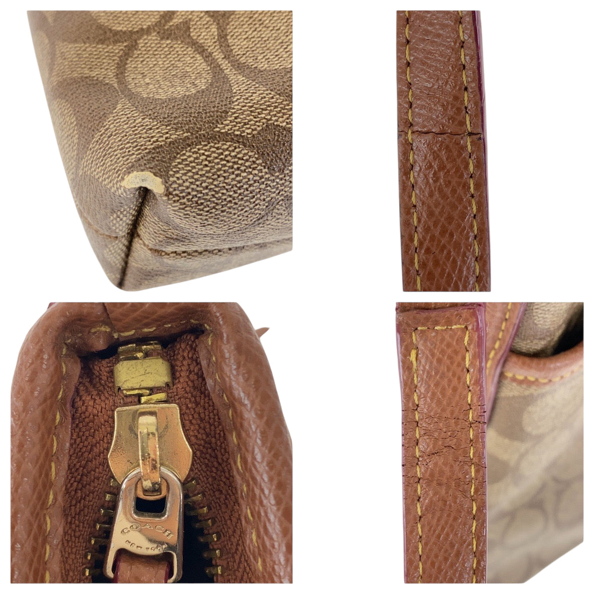 22223
COACH コーチ シグネチャー ベージュ ブラウン ゴールド金具 PVC / レザー 34938 ショルダーバッグ ポシェット レディース ABP7