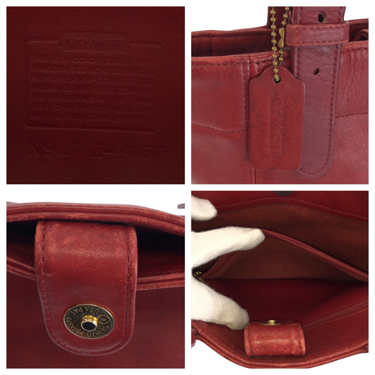 22224
COACH コーチ ヴィンテージ オールドコーチ レッド ゴールド金具 レザー 4157 トートバッグ ショルダーバッグ レディース AB7