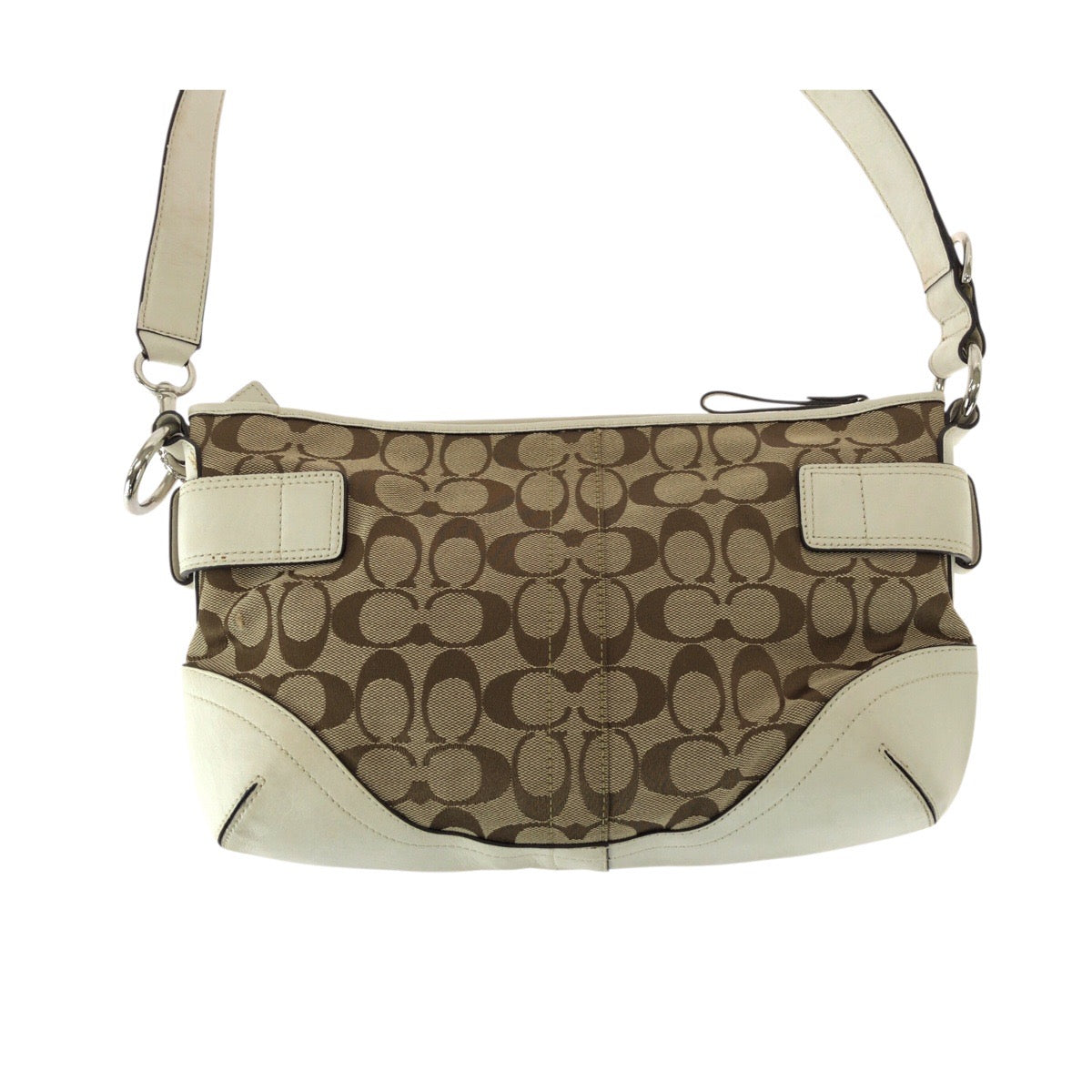 22226
COACH コーチ シグネチャー ブラウン ベージュ ホワイト キャンバス / レザー C0968-F07077 ショルダーバッグ メッセンジャーバッグ レディース AB6