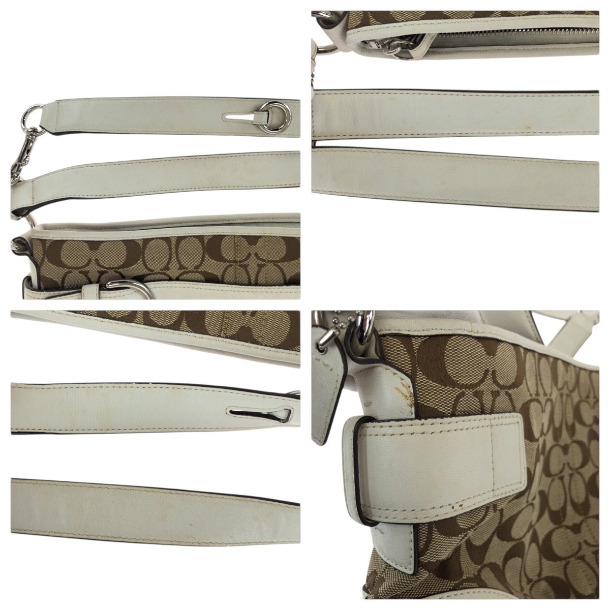 22226
COACH コーチ シグネチャー ブラウン ベージュ ホワイト キャンバス / レザー C0968-F07077 ショルダーバッグ メッセンジャーバッグ レディース AB6