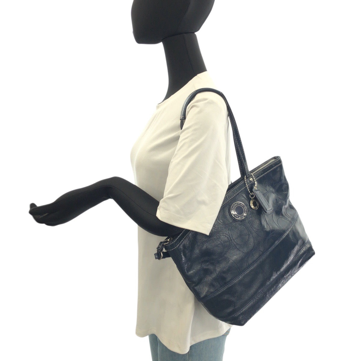 22227
COACH コーチ ビッグシグネチャー ブルー ネイビー レザー G1281-F19198 ショルダーバッグ トートバッグ レディース AB6