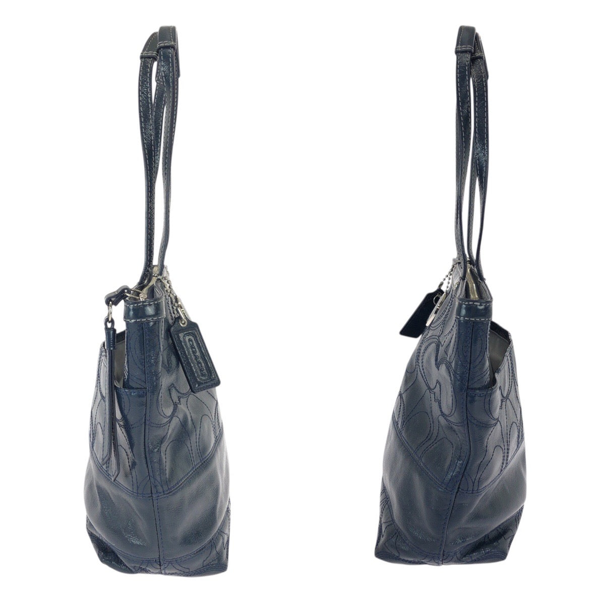 22227
COACH コーチ ビッグシグネチャー ブルー ネイビー レザー G1281-F19198 ショルダーバッグ トートバッグ レディース AB6