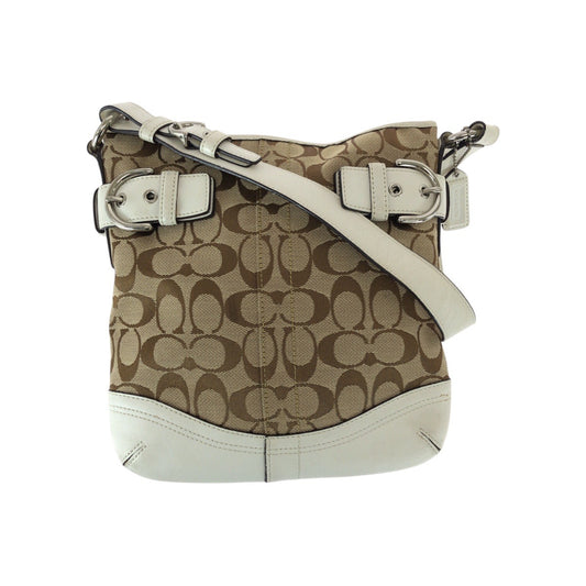 22228
COACH コーチ シグネチャー ブラウン ベージュ ホワイト キャンバス / レザー B06U-3577 ショルダーバッグ メッセンジャーバッグ レディース AB6