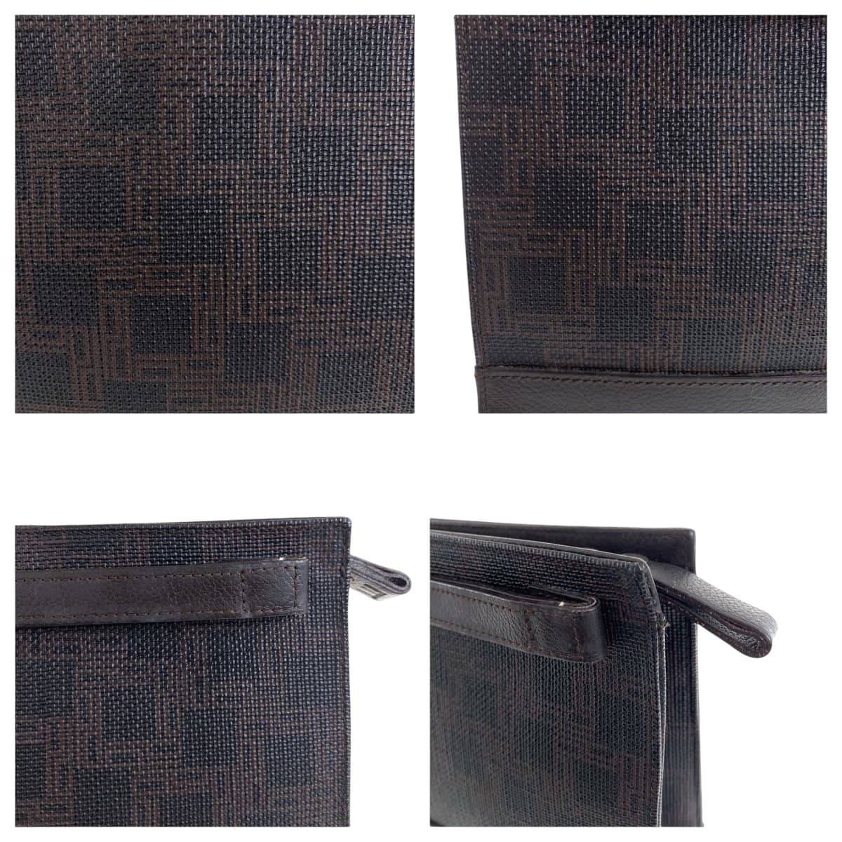 22230
Dunhill Dark Brown Gunmetal Hardware PVC / Leather Second Bag Clutch Bag Men's ABP6