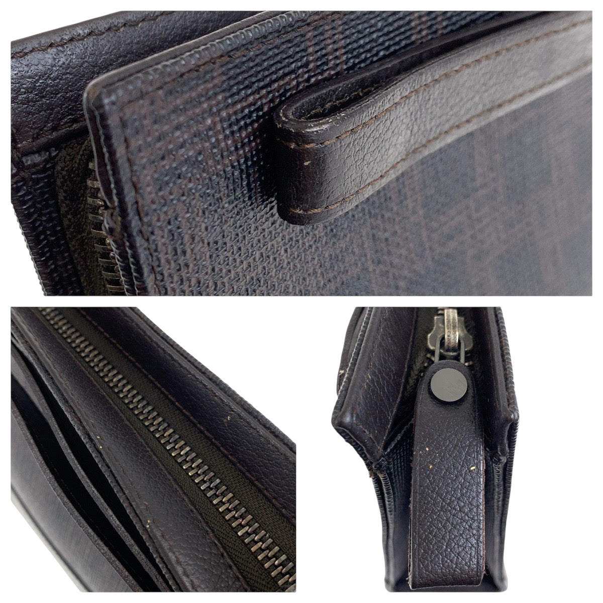 22230
Dunhill Dark Brown Gunmetal Hardware PVC / Leather Second Bag Clutch Bag Men's ABP6