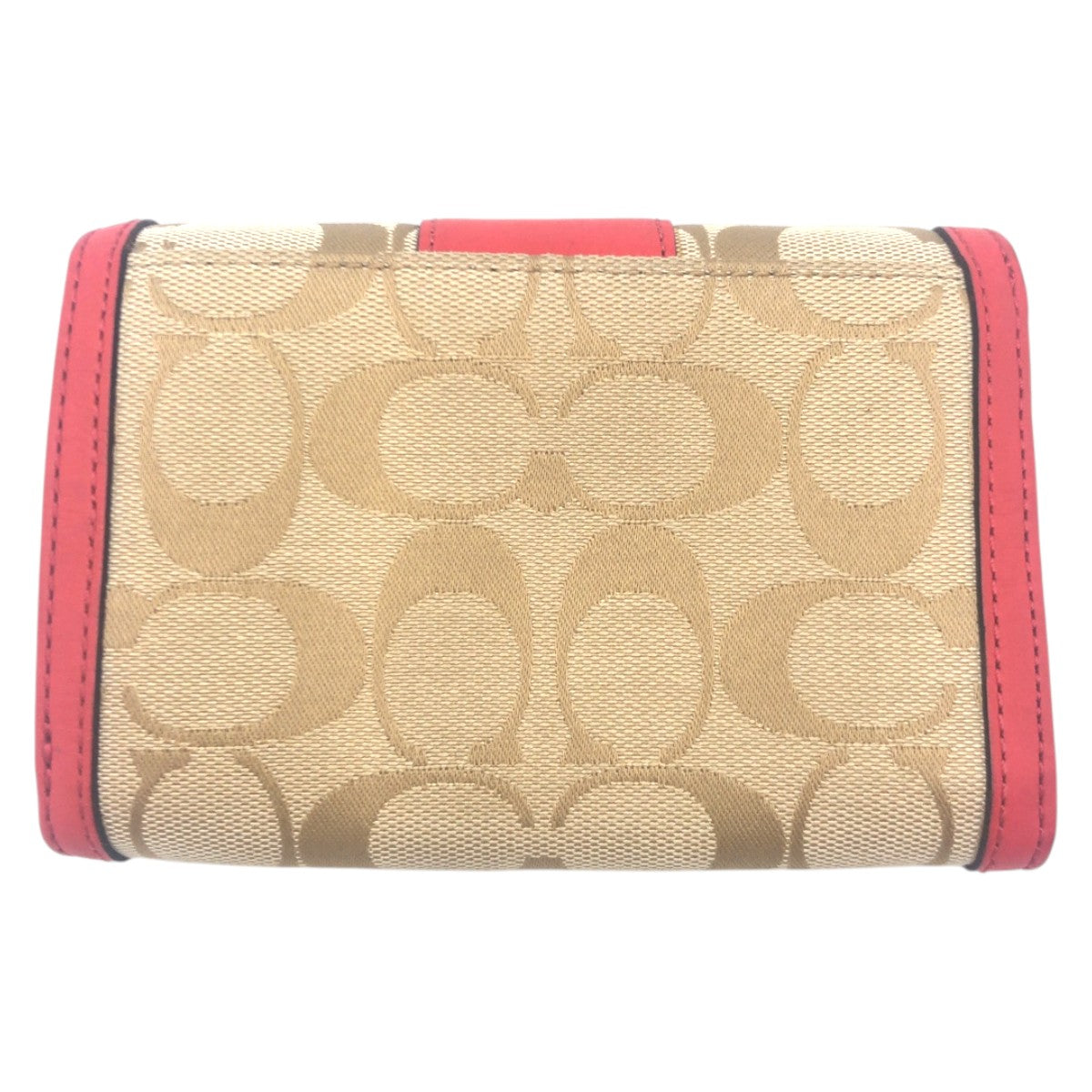 22232
COACH コーチ シグネチャー ベージュ ピンク キャンバス / レザー 二つ折り財布 折り財布 コンパクトウォレット レディース ABP3