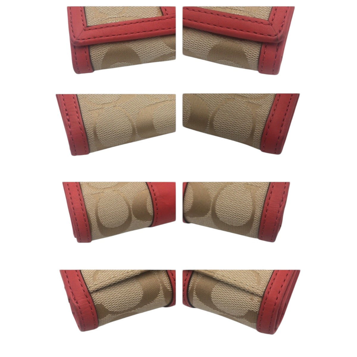 22232
COACH コーチ シグネチャー ベージュ ピンク キャンバス / レザー 二つ折り財布 折り財布 コンパクトウォレット レディース ABP3