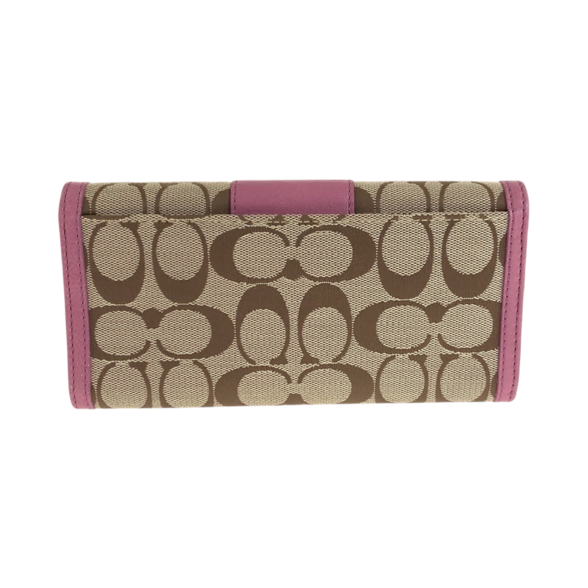 22233
COACH Signature Beige Pink Silver Hardware Canvas / Leather Long Wallet Women's ABP3