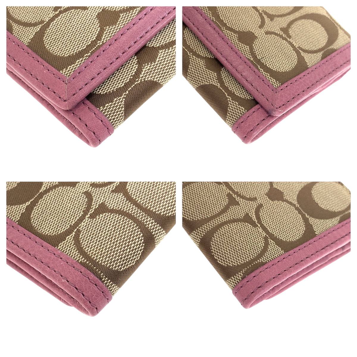 22233
COACH Signature Beige Pink Silver Hardware Canvas / Leather Long Wallet Women's ABP3
