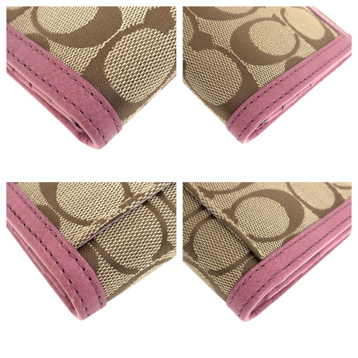 22233
COACH Signature Beige Pink Silver Hardware Canvas / Leather Long Wallet Women's ABP3