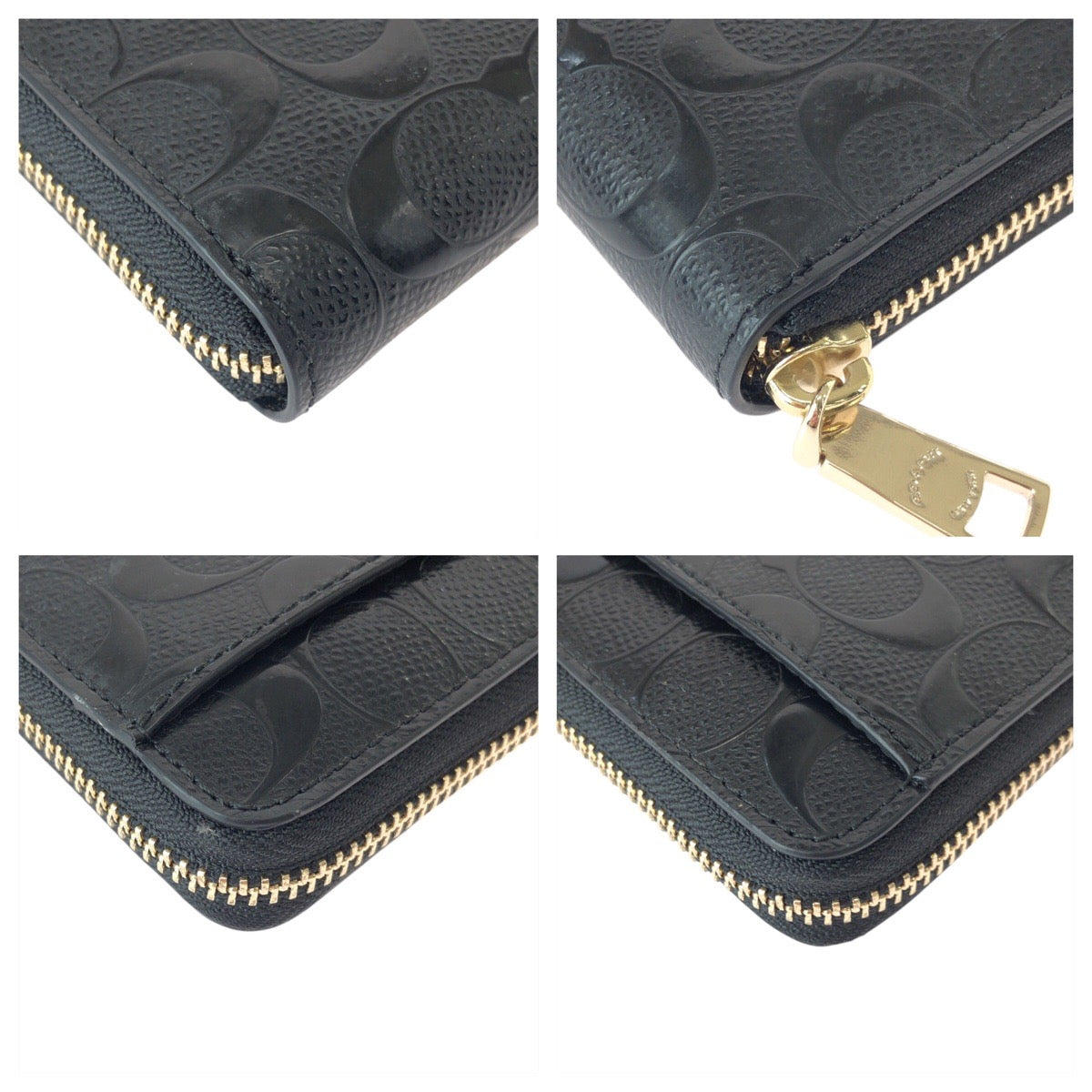 22234
COACH コーチ シグネチャー ブラック 黒 ゴールド金具 パテントレザー F53126 長財布 ロングウォレット レディース B3