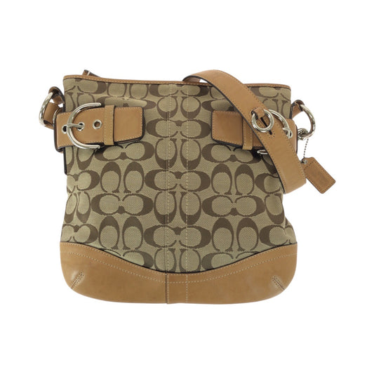 22235
COACH コーチ シグネチャー ブラウン ベージュ シルバー金具 キャンバス / レザー F0926-F03574 ショルダーバッグ メッセンジャーバッグ レディース AB6
