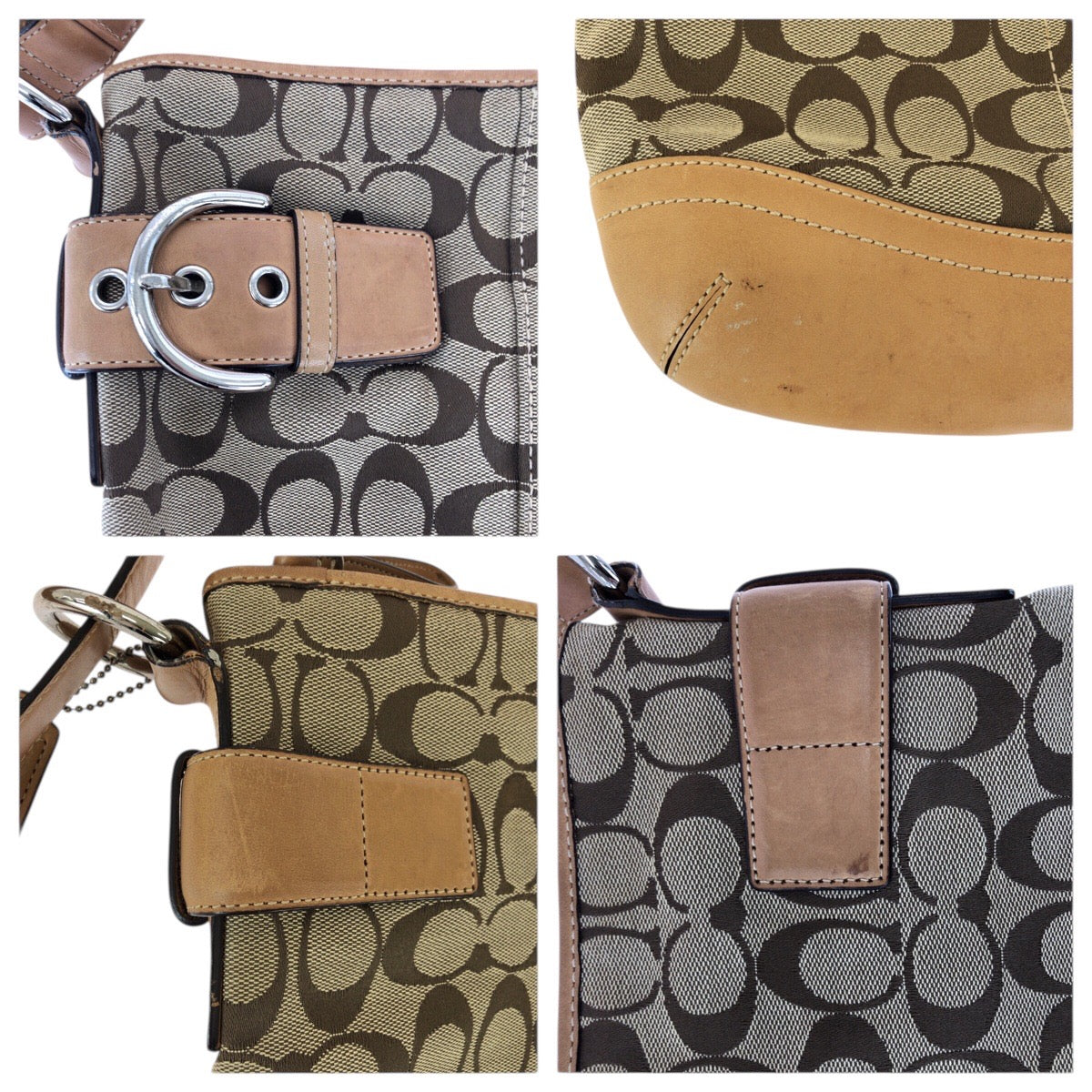 22235
COACH コーチ シグネチャー ブラウン ベージュ シルバー金具 キャンバス / レザー F0926-F03574 ショルダーバッグ メッセンジャーバッグ レディース AB6