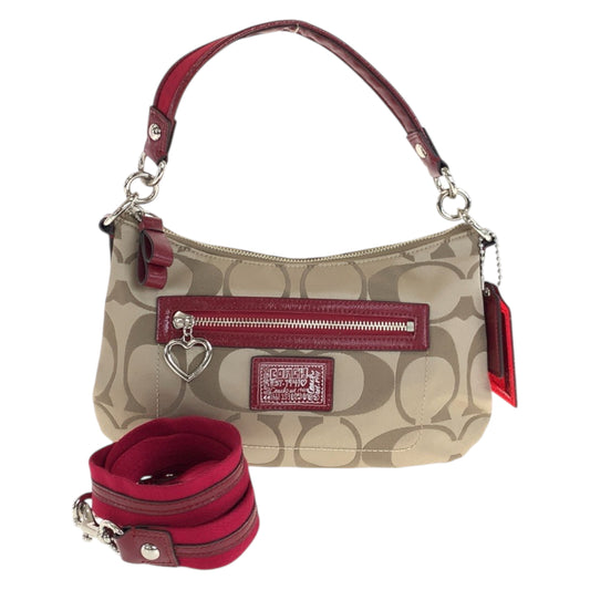 22236
COACH コーチ ポピー シグネチャー クロスボディ 2way ベージュ レッド シルバー金具 キャンバス / レザー F20044 ショルダーバッグ ハンドバッグ レディース ABP8