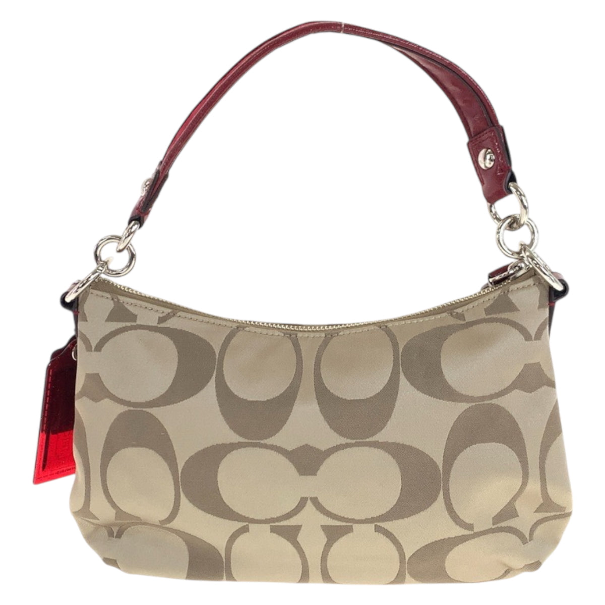 22236
COACH コーチ ポピー シグネチャー クロスボディ 2way ベージュ レッド シルバー金具 キャンバス / レザー F20044 ショルダーバッグ ハンドバッグ レディース ABP8
