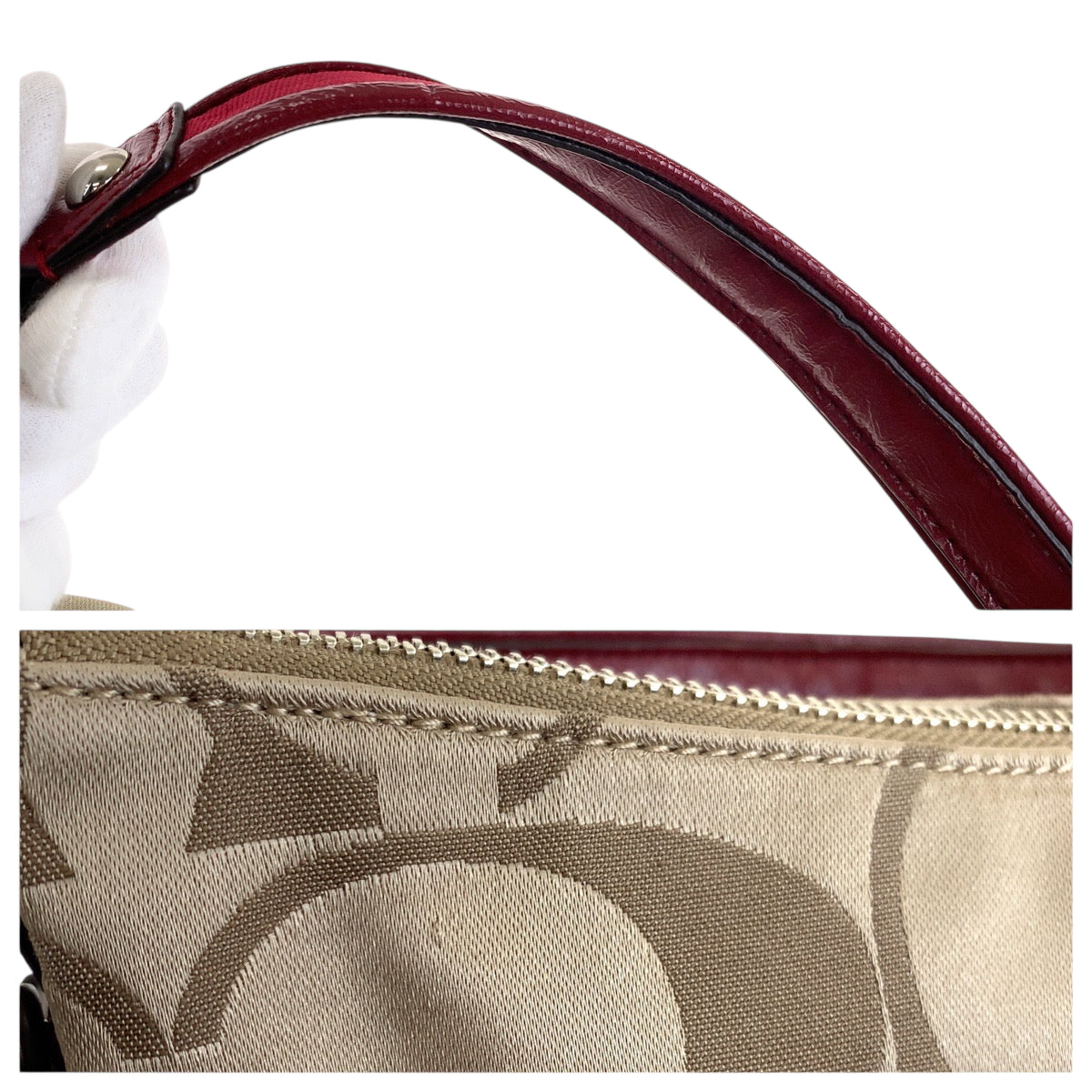 22236
COACH コーチ ポピー シグネチャー クロスボディ 2way ベージュ レッド シルバー金具 キャンバス / レザー F20044 ショルダーバッグ ハンドバッグ レディース ABP8